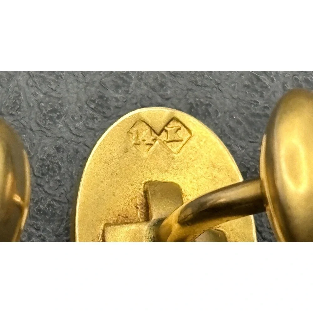 VTG Victorian 14K Solid Yellow Gold Genuine Diamond Star Starburst Cufflinks